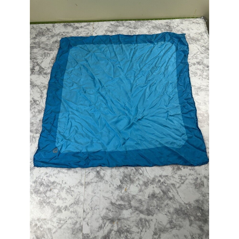 Fiore blue square scarf minimalist solid border design elegant vintage accessory